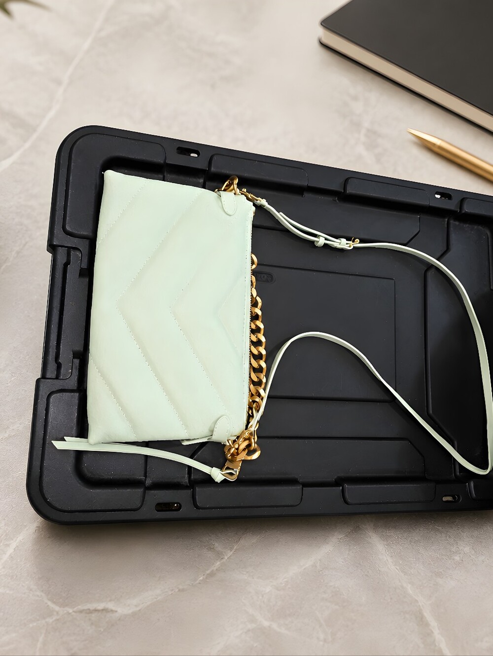 Rebecca Minkoff Edie Maxi Crossbody Bag in a mint green - Picture 5 of 8
